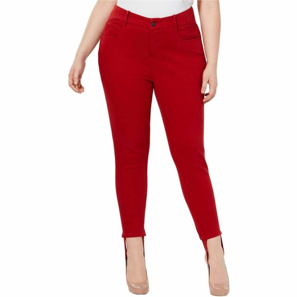 YOUR SEXY JEANS Queen Ankle Skinny Pants 22W Red Stirrup Stretchy Jeans YSJ